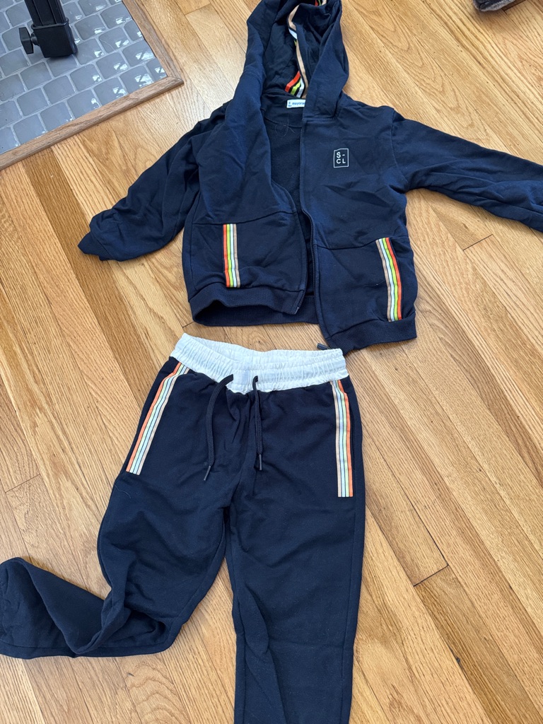 Mayoral Navy Sweatpants With Rainbow Stripe Detail